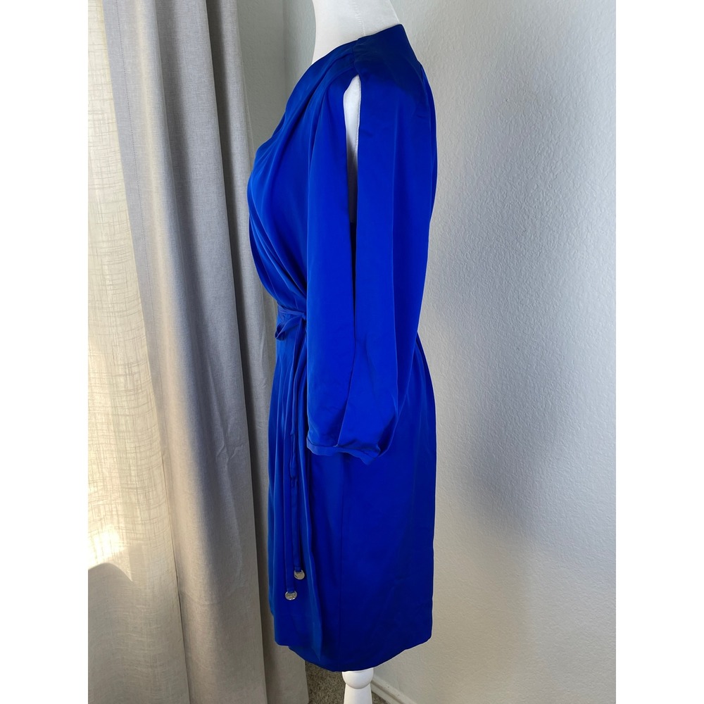 Diane von Furstenberg Wrap Dress Womens 12 Blue Excellent Silk Split Sleeve - Picture 4 of 12